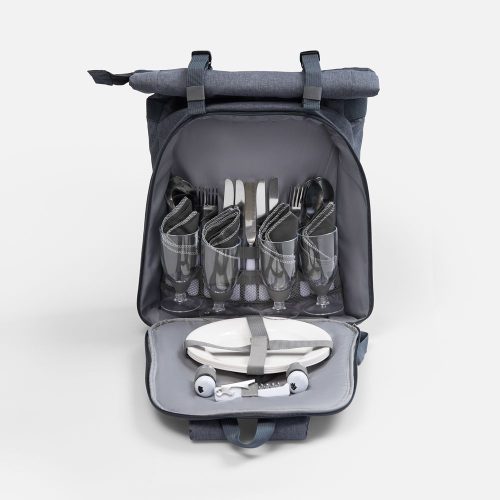 Набор для пикника Picnivo на 4 персоны, темно-серый меланж