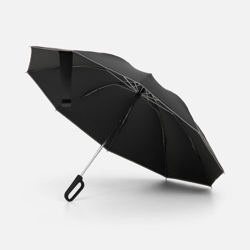 Зонт обратного сложения с ручкой-карабином Foldberry, черный