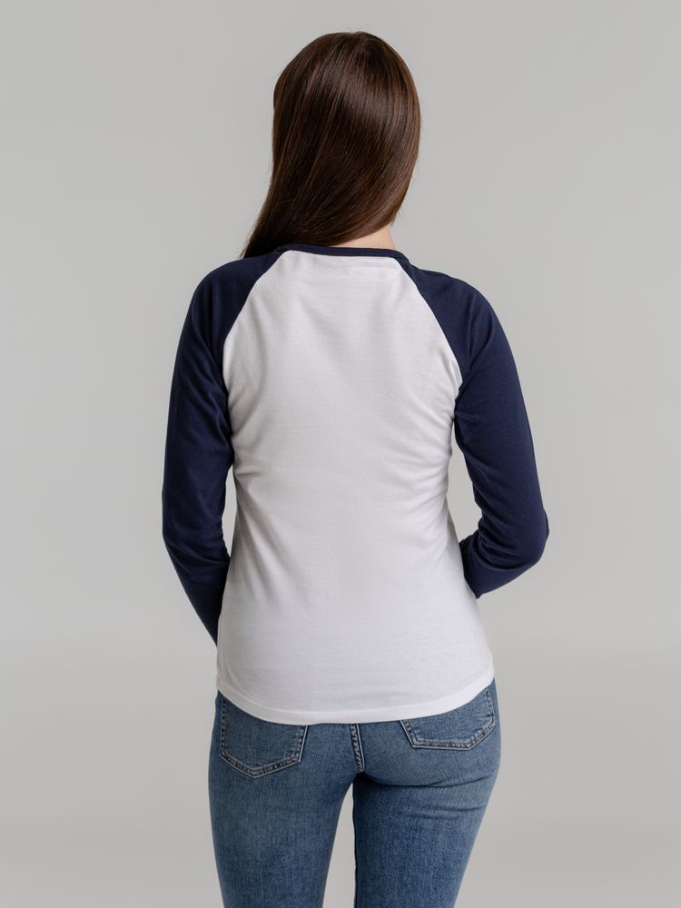 Футболка женская с длинным рукавом Milky Lsl, белая с темно-синим — изображение 6