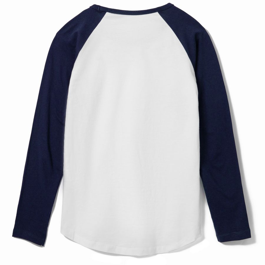 Футболка женская с длинным рукавом Milky Lsl, белая с темно-синим — изображение 3