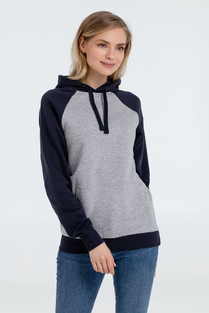 Толстовка унисекс Seattle, серый меланж с темно-синим — изображение 8