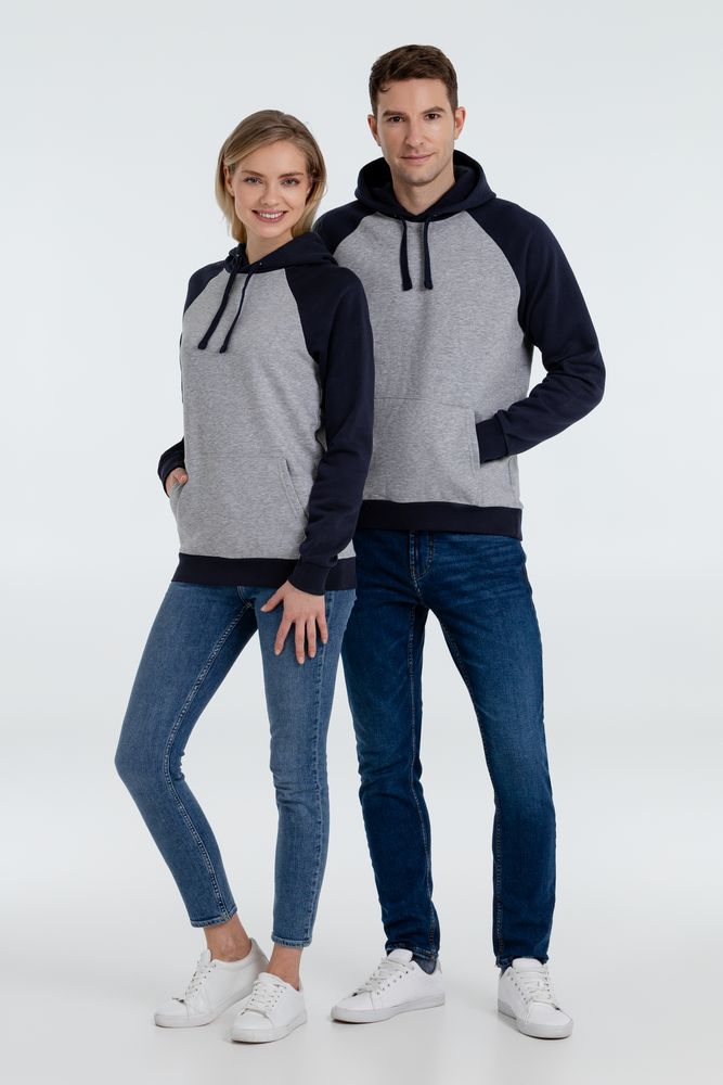 Толстовка унисекс Seattle, серый меланж с темно-синим — изображение 10