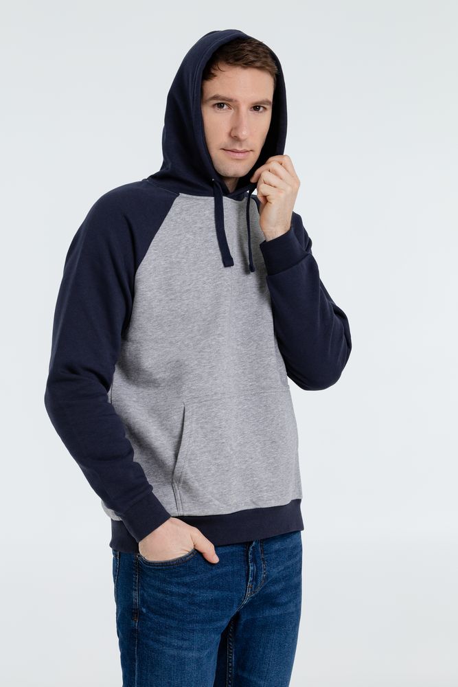 Толстовка унисекс Seattle, серый меланж с темно-синим — изображение 7