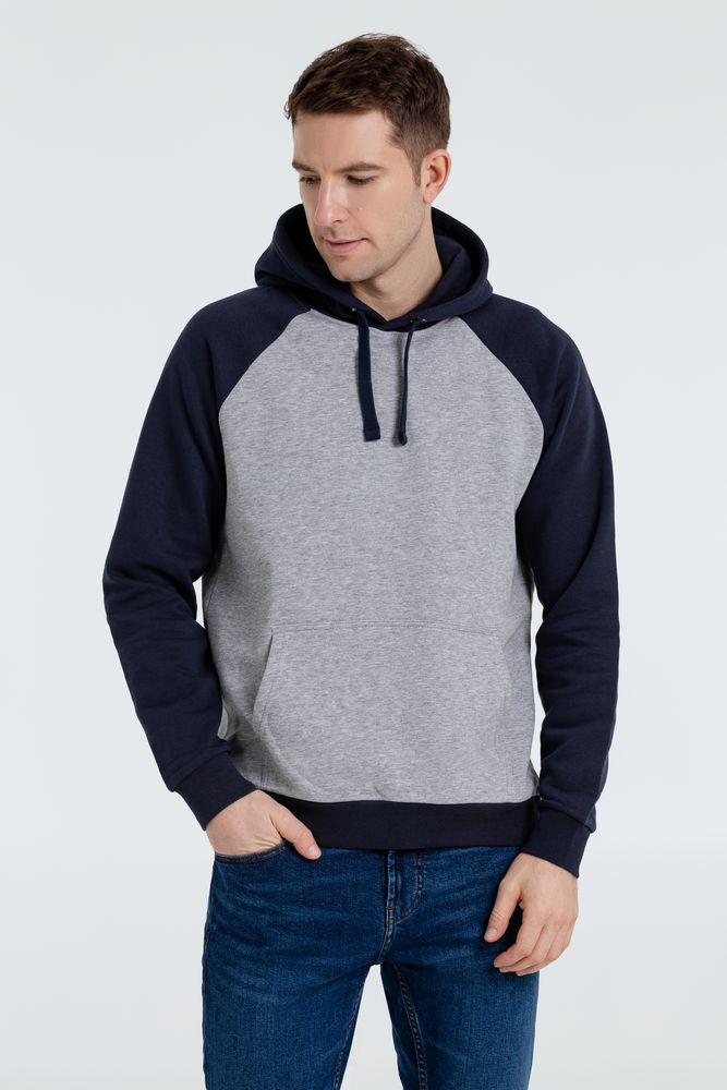 Толстовка унисекс Seattle, серый меланж с темно-синим — изображение 6