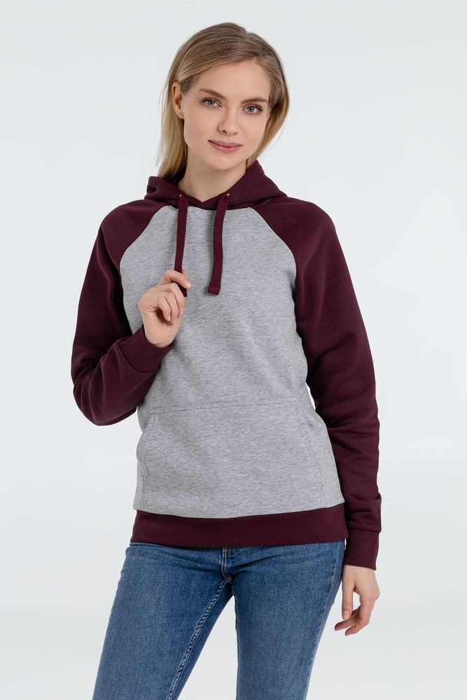 Толстовка унисекс Seattle, серый меланж с бордовым — изображение 7