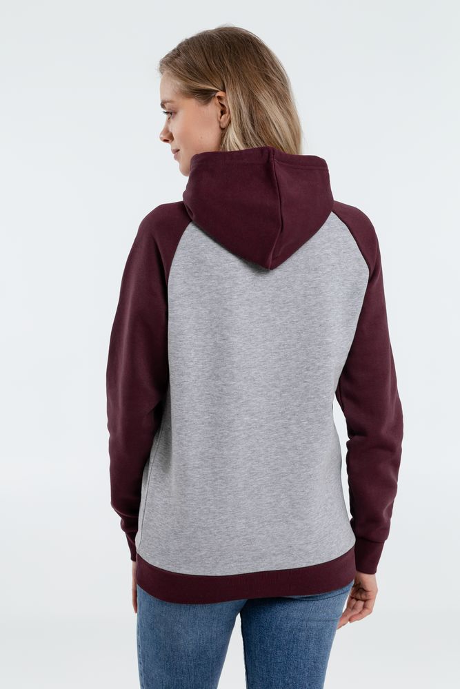 Толстовка унисекс Seattle, серый меланж с бордовым — изображение 8