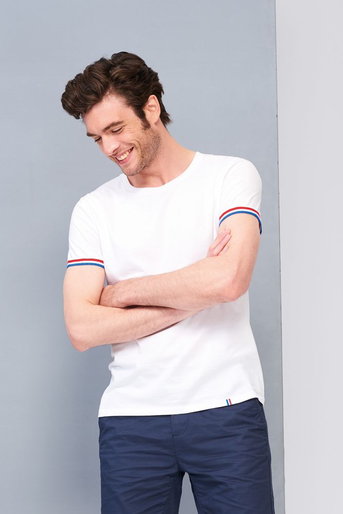 Футболка мужская Rainbow Men, белая с ярко-синим — изображение 5