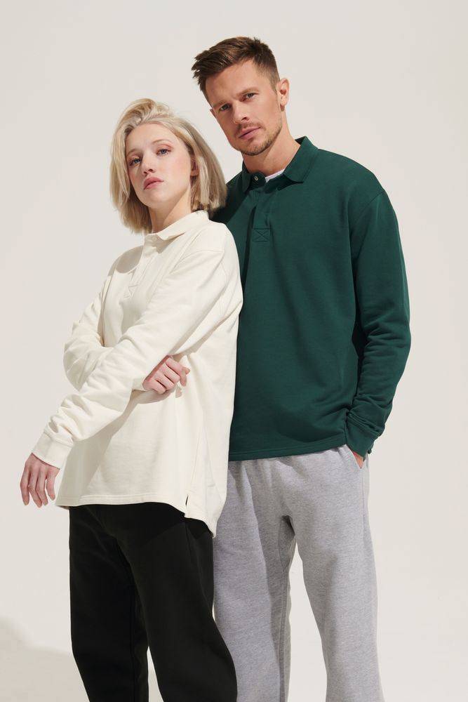 Рубашка поло оверсайз с длинным рукавом Heritage, черная — изображение 7