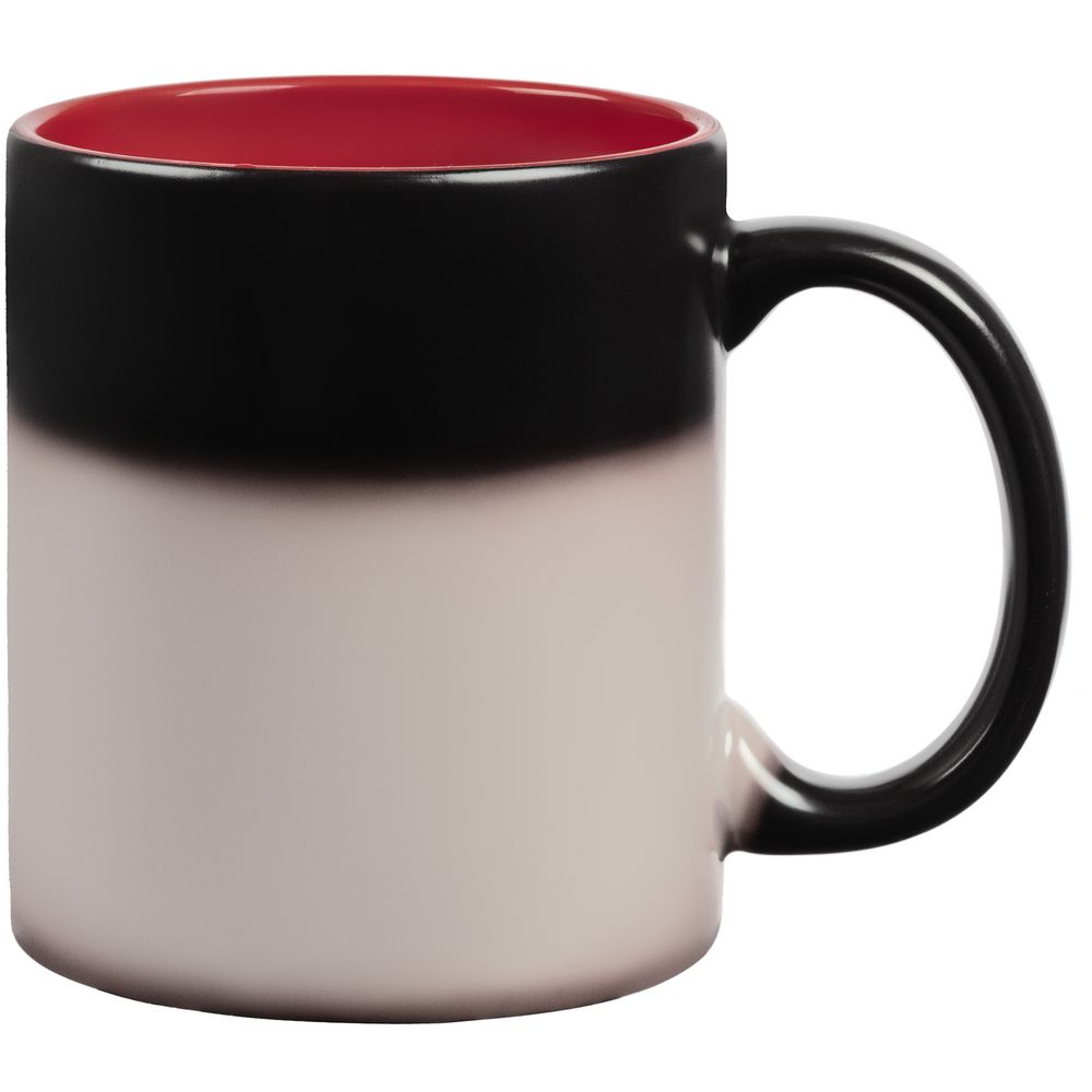Кружка-хамелеон On Display, матовая, черная с красным — изображение 5