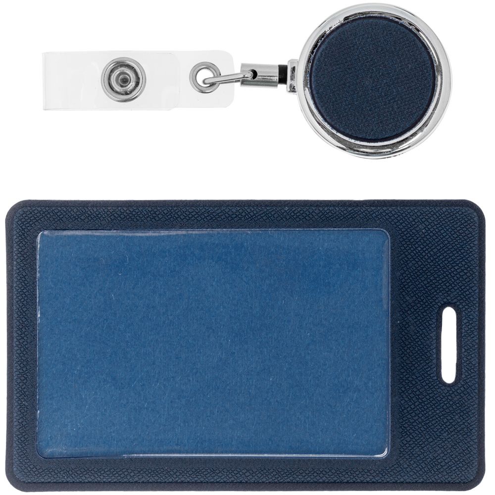 Чехол для пропуска с ретрактором Devon, синий — изображение 3