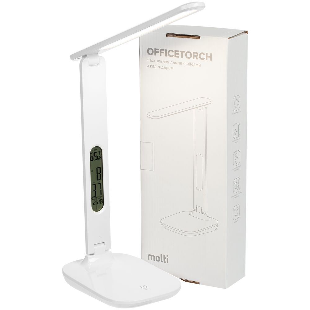 Настольная лампа с часами и календарем Office Torch, белая — изображение 12
