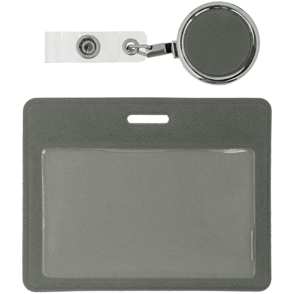 Чехол для карточки с ретрактором Devon, серый — изображение 3