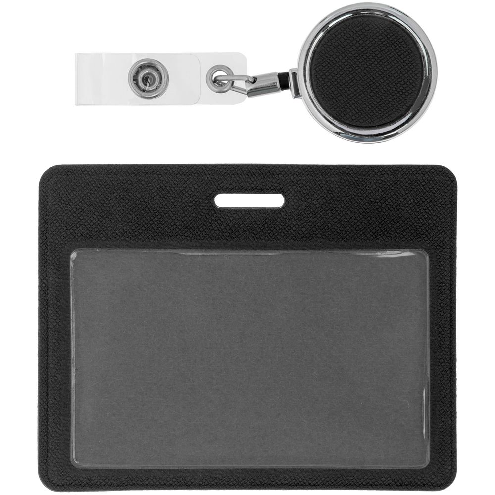 Чехол для карточки с ретрактором Devon, черный — изображение 3