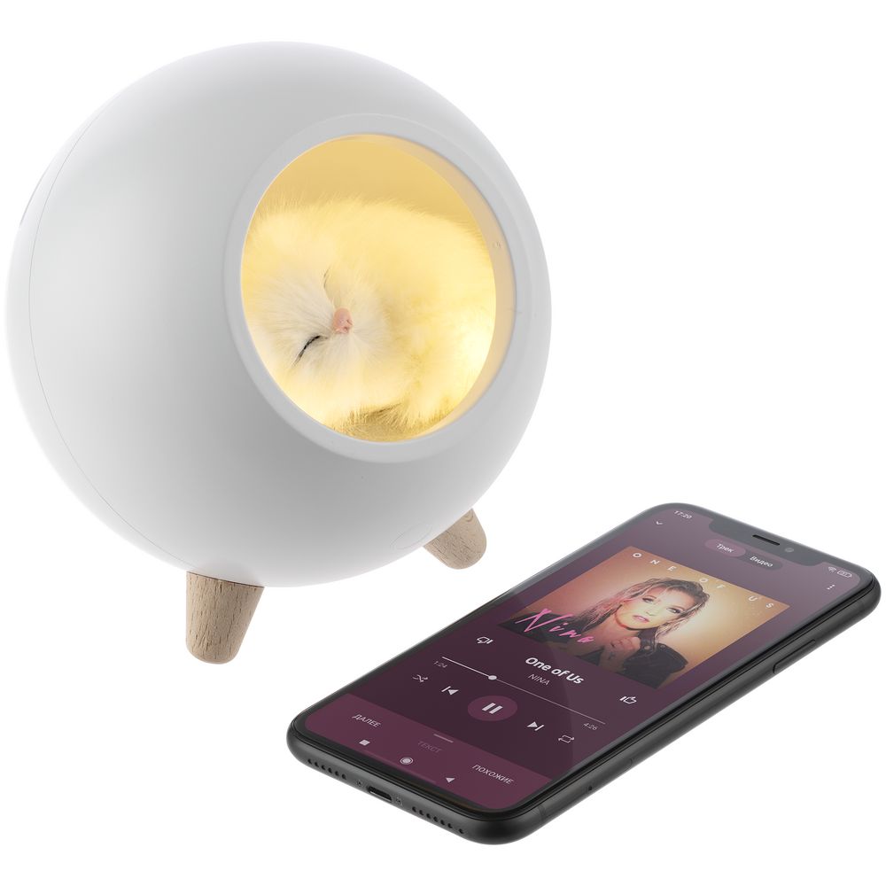 Беспроводная лампа-колонка Right Meow, белая — изображение 9