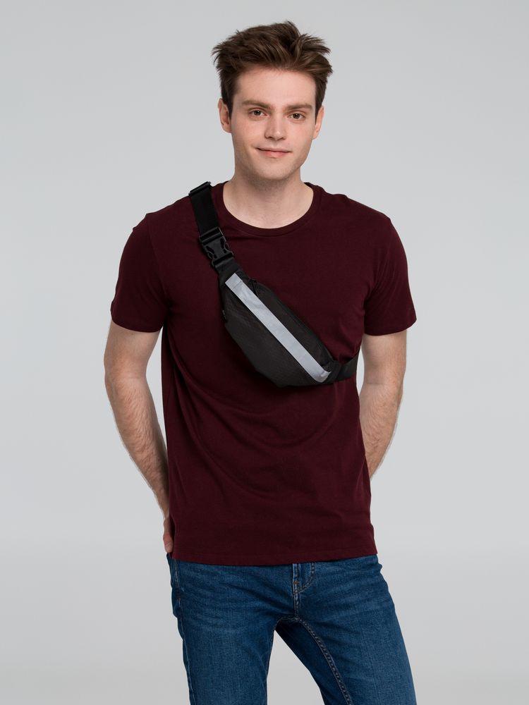 Поясная сумка tagBag со светоотражающим элементом, черная — изображение 9