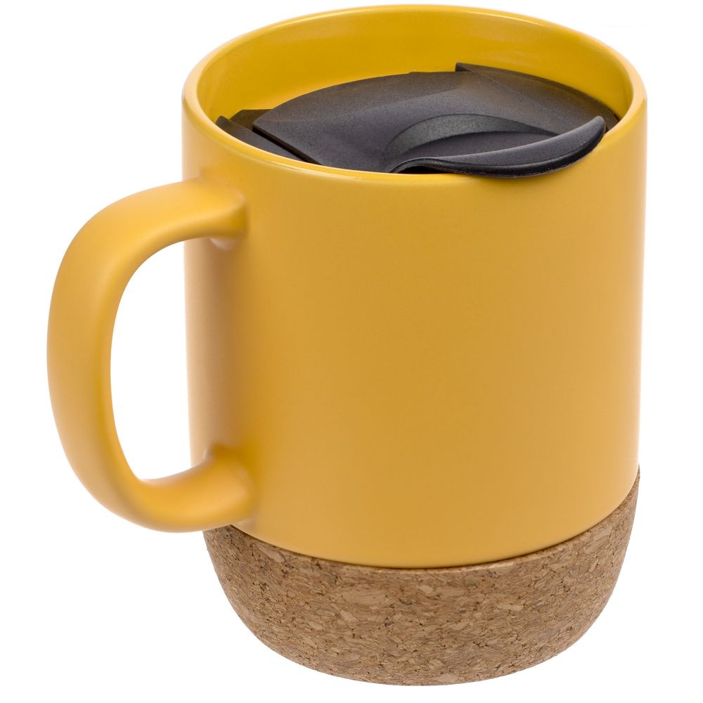 Кружка с пробковой подставкой Corky Walk, желтая — изображение 4