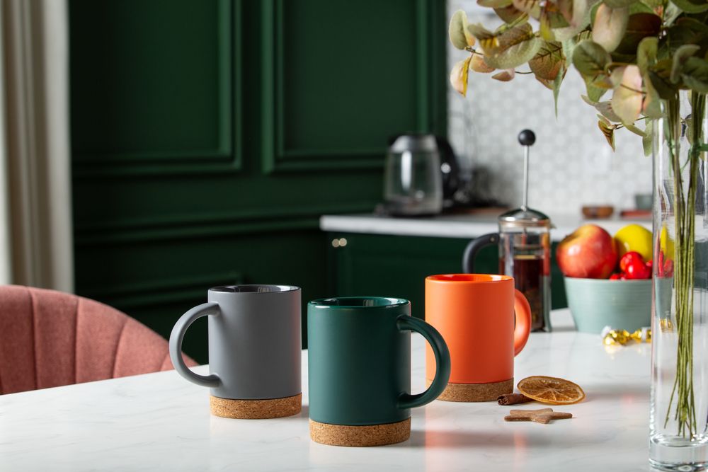 Кружка с пробковой подставкой Corky, зеленая — изображение 5