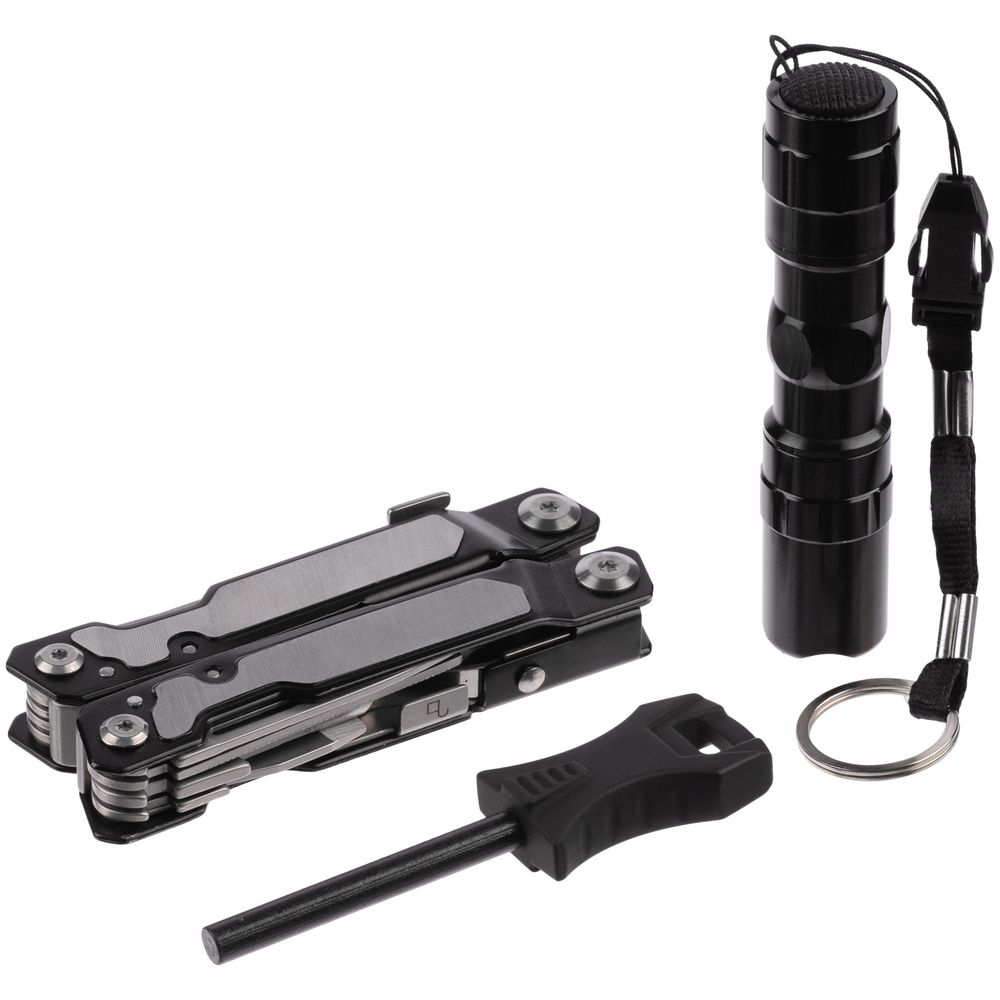 Набор Forster: мультиинструмент, фонарик, огниво, черный — изображение 3