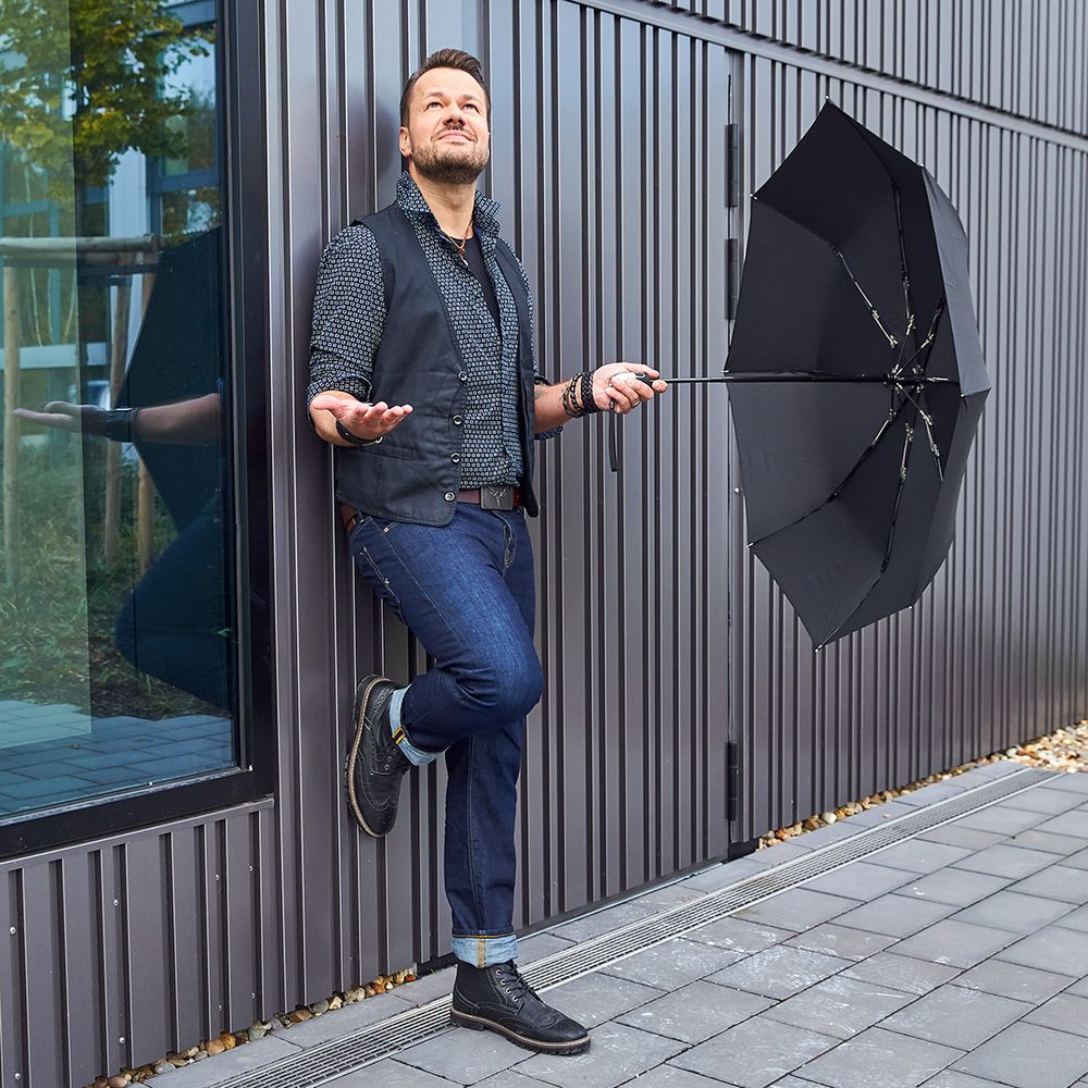Зонт складной Steel, черный — изображение 8