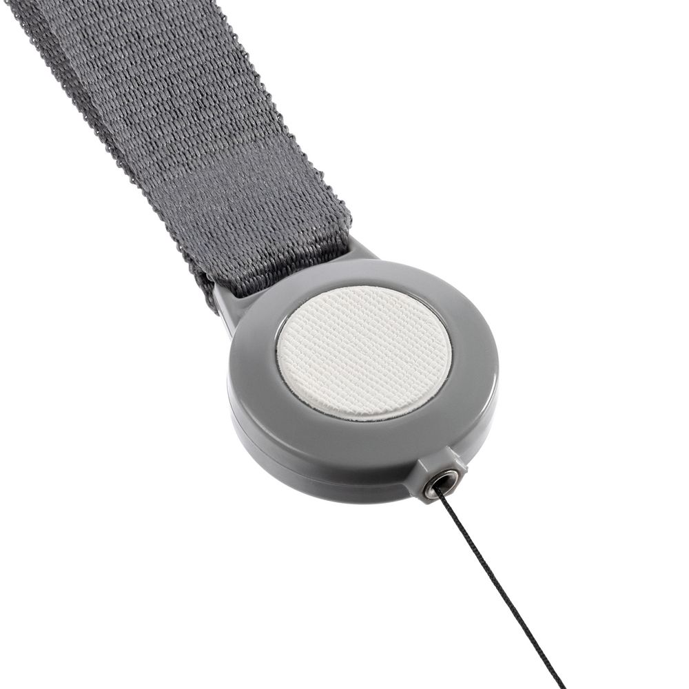 Лента для бейджа с ретрактором Devon, серая с белым — изображение 4