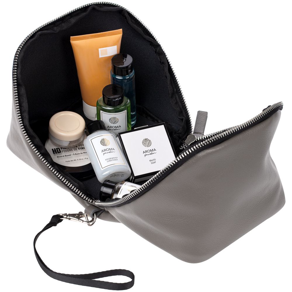 Дорожная косметичка Cubo, серая с логотипом — изображение 7