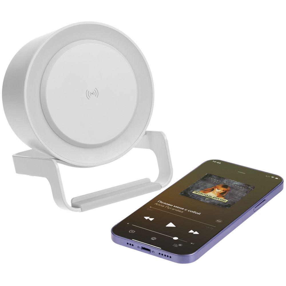 Лампа с колонкой и беспроводной зарядкой moonLight, белая — изображение 8