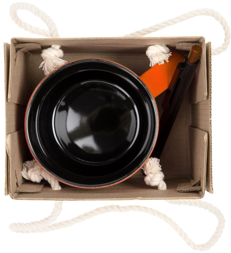 Набор Color Block: кружка и ручка, оранжевый с черным — изображение 3