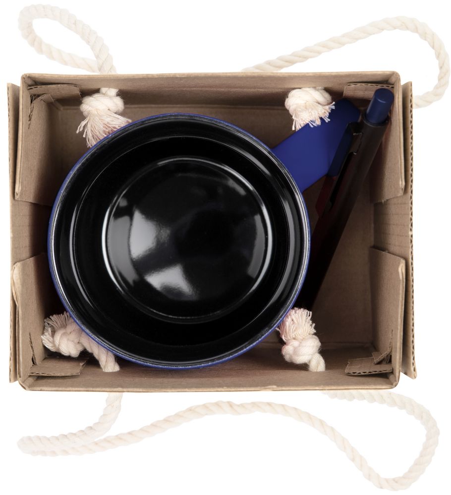 Набор Color Block: кружка и ручка, синий с черный — изображение 3