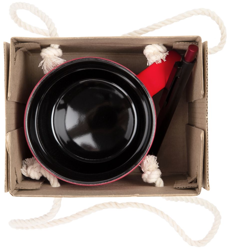 Набор Color Block: кружка и ручка, красный с черным — изображение 3