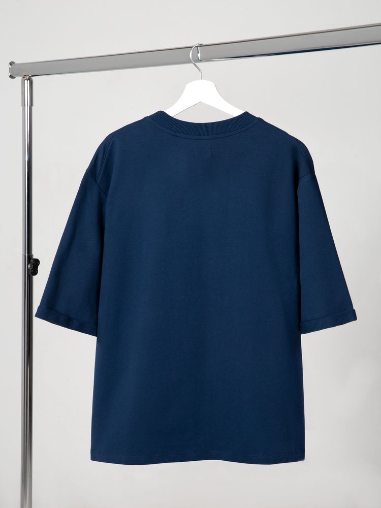 Футболка оверсайз унисекс Kosmos 2.0, темно-синяя — изображение 3