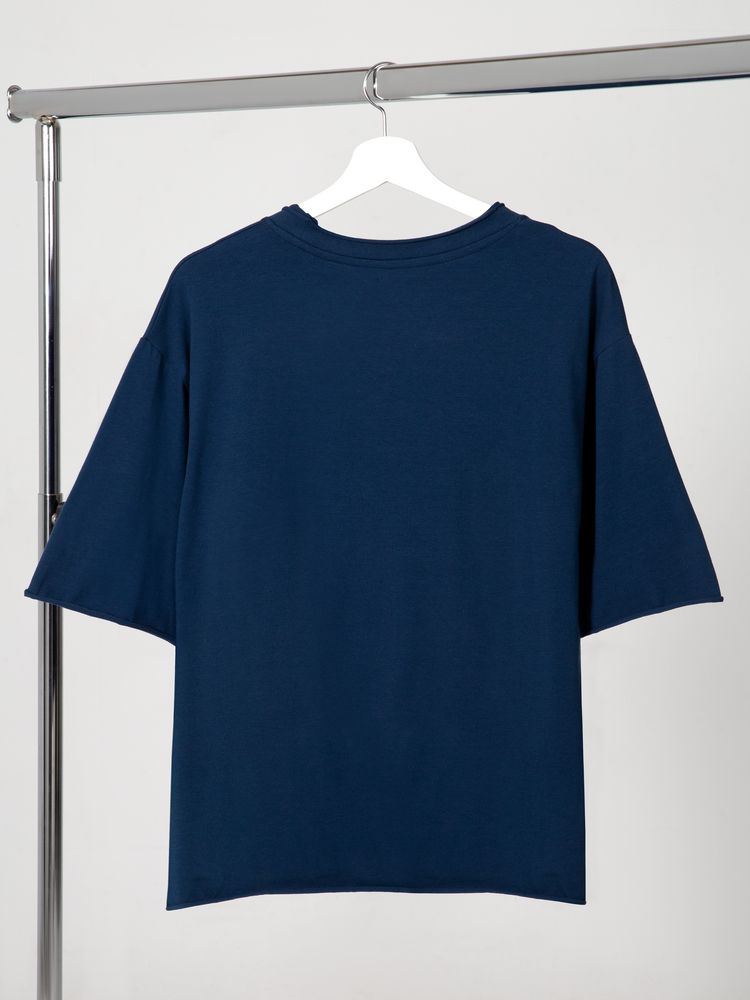 Футболка оверсайз Vozduh 2.0, темно-синяя — изображение 3