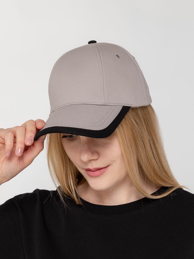 Бейсболка Honor, серая с черным кантом — изображение 6