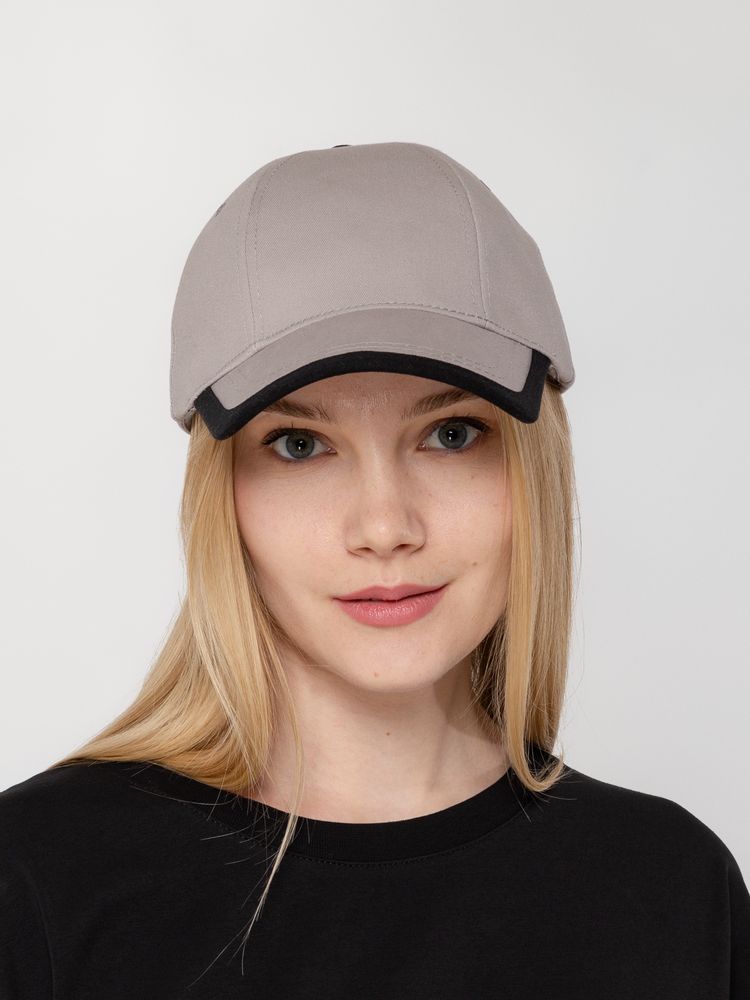 Бейсболка Honor, серая с черным кантом — изображение 5