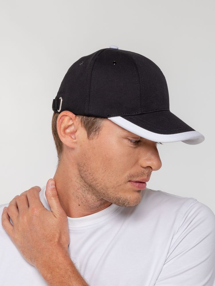 Бейсболка Honor, черная с белым кантом — изображение 5