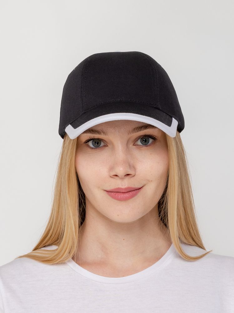 Бейсболка Honor, черная с белым кантом — изображение 7