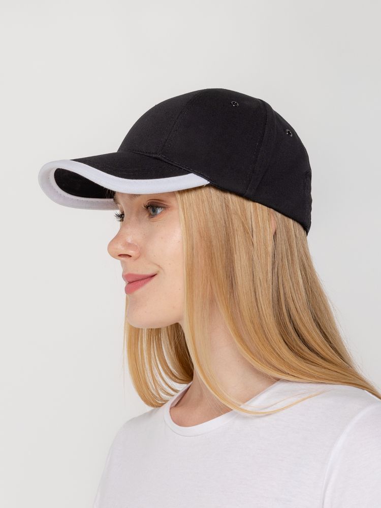 Бейсболка Honor, черная с белым кантом — изображение 8