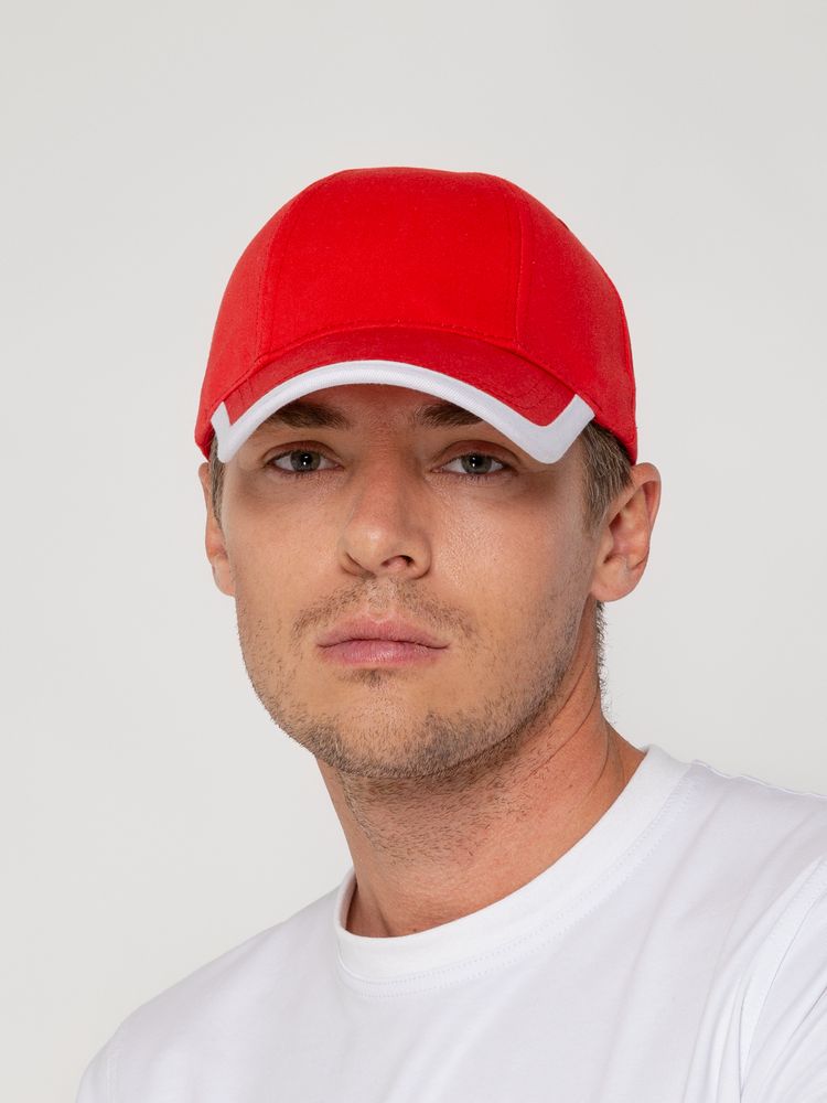 Бейсболка Honor, красная с белым кантом — изображение 5