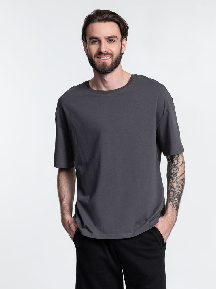 Футболка унисекс оверсайз Crosstown, темно-серая — изображение 10