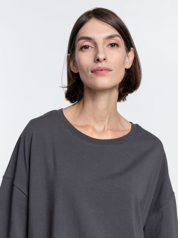 Футболка унисекс оверсайз Crosstown, темно-серая — изображение 8