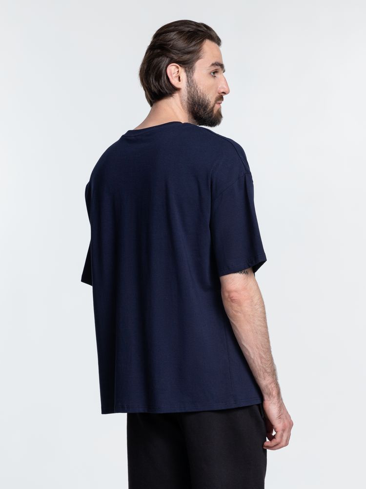 Футболка унисекс оверсайз Crosstown, темно-синяя — изображение 7