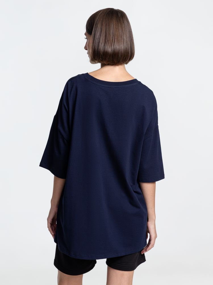 Футболка унисекс оверсайз Crosstown, темно-синяя — изображение 11