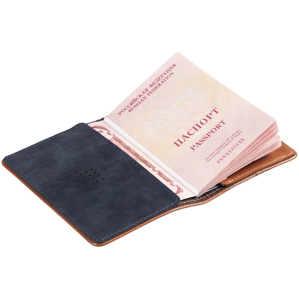 Обложка для паспорта Kalsa Palermo, синяя — изображение 4