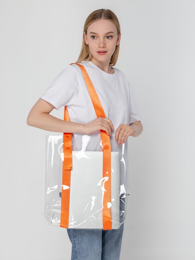 Шопер Clear Fest, прозрачный с оранжевыми ручками — изображение 5