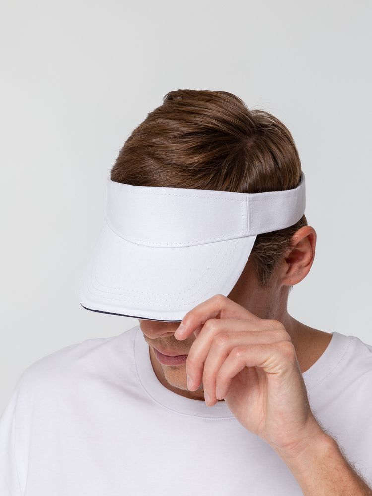 Козырек Active, белый с темно-синим кантом — изображение 7