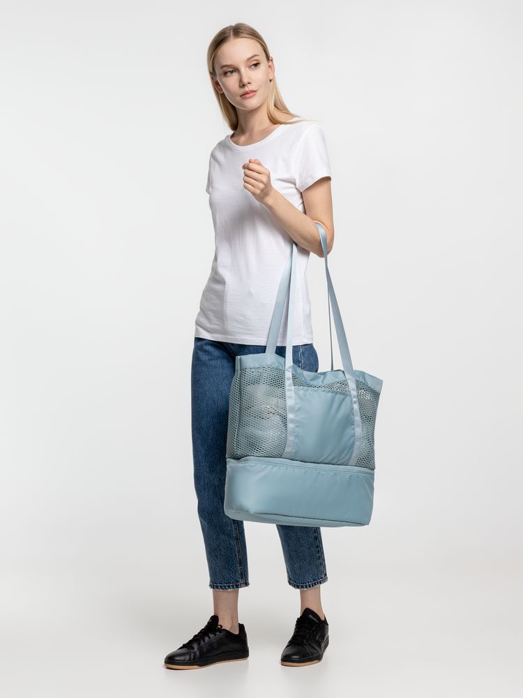 Шопер с термоотделением Verkko, серо-голубой — изображение 9