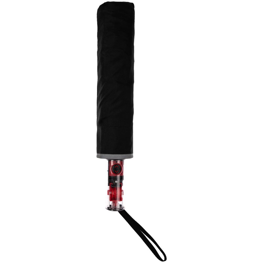 Зонт наоборот складной Futurum со светоотражающим кантом, черный — изображение 6