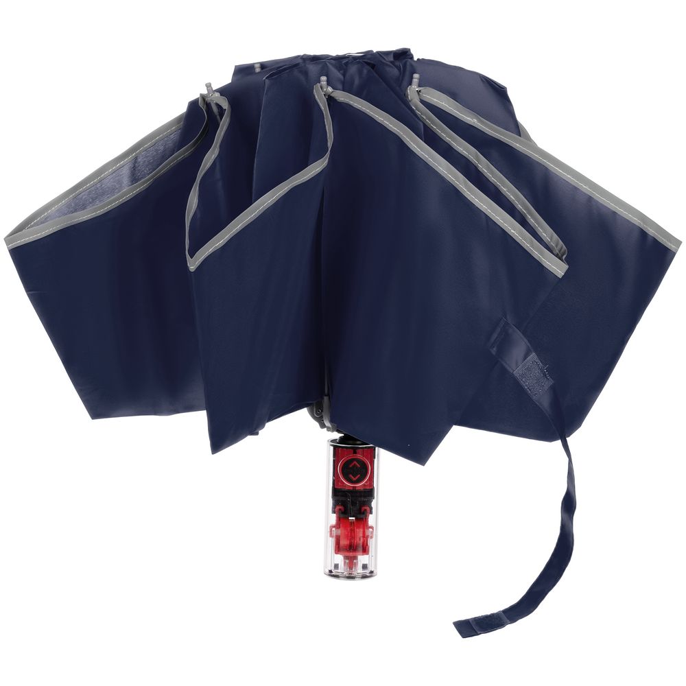 Зонт наоборот складной Futurum со светоотражающим кантом, темно-синий — изображение 6