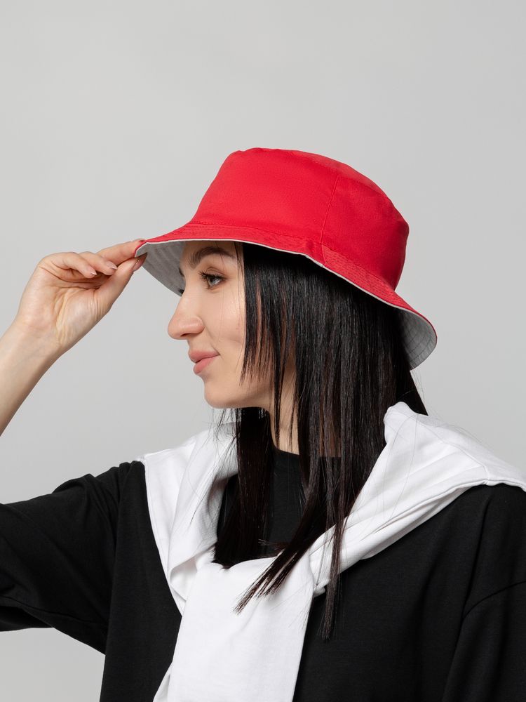 Панама Summer двусторонняя, красная с серым — изображение 8