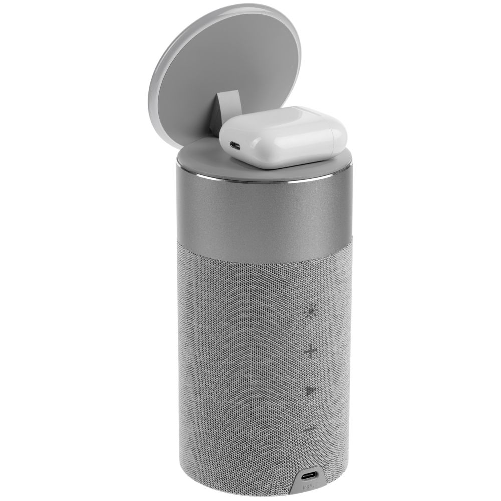 Колонка c беспроводной зарядкой и подсветкой Charge House, серая — изображение 4