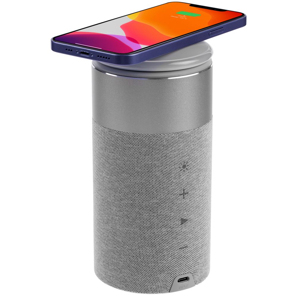 Колонка c беспроводной зарядкой и подсветкой Charge House, серая — изображение 3